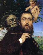 Hans Thoma Self portrait with Love and Death china oil painting artist